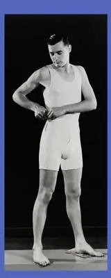 Man in Vintage Underwear - 1934 - Laminated Photo Bookmark - 2.5 x 6 in
