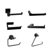 Black Bathroom Toilet Paper Roll Holder Hook Bar Washroom Wall