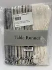 Pottery Barn Striped Cotton Fringe Table Runner Black Small 14 x 72 in #9872B