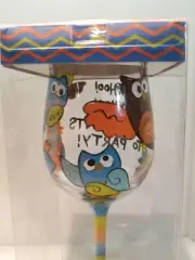 Pier 1 Hoot Owls Wine Glass Whoo Wants to Party? NIB