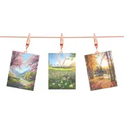 5Ft Wall Hanging Photo Display Cable Wire Rod with 10 Rhombus Clips, Rose Gold