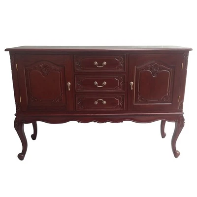 Antique Style Solid Mahogany Wood Queen Ann Style 2 Door Buffet