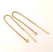 10pc 14k Yellow Gold Filled Cable chain earring threader ear wire w/ loop GE16