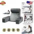 Grey Reading Pillow & Back Support with Detachable Neck Cushion - 17x19 Inches