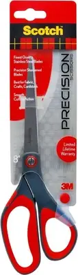 Scotch Precision Scissors 8 inches (20.3cm) 1448, Grey/Red 8-Inches