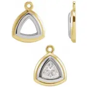 14K Yellow White Gold Two Tone Trillion Back-Set Dangle Unset Setting Mount Drop