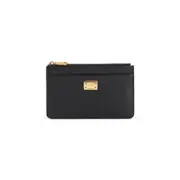 [Dolce & Gabbana] Dolce & Gabbana-Black Calf Leather Zipped Credit Card Holder-Donna OS OS
