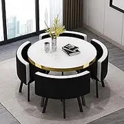 Modern 4 Seater Round Dining Table Set for Kitchen Cafe Business Table and Chair Combination 80CM Table with Chairs