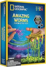 National Geographic Amazing Worms Chemistry Kit | Fun STEM Science Experiment Set for Kids | Make Glow-in-The-Dark & Color-Changing Worms | Educational Boys & Girls Ages 8+