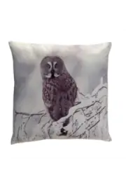 65102 18" Baby Snowy Barn Owl Branch Throw Pillow Home Decor Bed Lodge Cabin