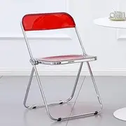 Modern Acrylic Folding Chairs-KAIHAOWIN Transparent Clear Folding Chair-Acrylic Ghost Stackable Crystal Seat-PC Plastic Living Room Chair for Outside Inside (Red)