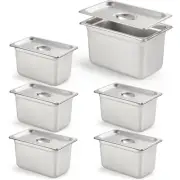 CURTA 6 Pack Anti-Jam Hotel Pans with Lids, 1/4 Size 6 Inch Deep, NSF Commerc...