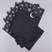 Star Moon Stationery Writing Letter Paper Envelopes Set Retro Black Shiny