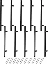 10 Pack Black Kitchen Cupboard Handles 160mm Hole Centre - Cabinet T Bar Handle for Wardrobe and Drawer - Stainless Steel
