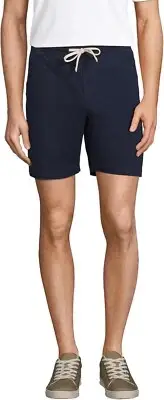 NWT Lands' End Men 7" Comfort Knockabout Radiant Navy Deck Short S $60 DD814