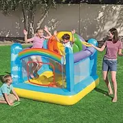 Inflatable Castle Color Bouncy Castles Hot air Balloon Trampoline with Ocean Ball and Electric Pump for Indoor and Outdoor Garden Children s Playground Uptodat
