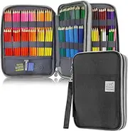 YOUSHARES 192 Slots Colored Pencil Case, Large Capacity Pencil Holder Pen Organizer Bag with Zipper for Prismacolor Watercolor Coloring Pencils, Gel Pens & Markers for Student & Artist (Black)