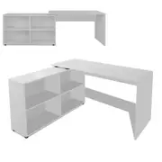 Adjustable L-Shape Desk Home Office Computer Writing Corner Table With 4 Shelves