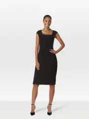 Black Square Neck Midi Dress