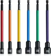 toolant Extra Long Nut Driver Bit Set, 6PCS SAE/Metric Magnetic Nut Driver Set 1/4''~9/16'' Nut Driver, 1/4'' Quick Change
