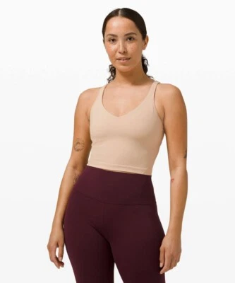 BNWT LULULEMON Cafe Au Lait Beige Sleeveless Align Tank Crop Top Built in Bra 4