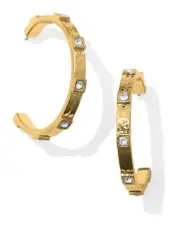 Brighton Gold Crystals Meridian Zenith Station Hammered Large Hoop Earrings New