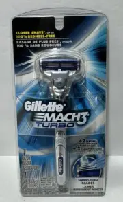 Gillette Mach 3 Turbo Metal Razor Blade Refill Cartridge Metal Shaver Handle BN6