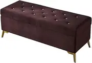 Safety Folding Storage Shoe Changing Stool at The Door Flannel seat Heightened Metal Legs Simple Sofa Stool Can Bear 150kg(Size:80cm/31.5in,Color:Khaki) (Brown 90cm/35.4in)