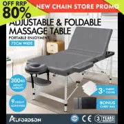 ALFORDSON Portable Massage Table 3 Fold 75cm Foldable Aluminium Lift Up Bed Desk
