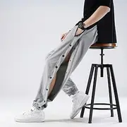Men's Tear Away Basketball Pants Sweatpants Joggers Trousers High Split Snap Button Elastic Waist Solid Color Sports Outdoor Streetwear Casual Gray MA37 Black