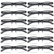 12 PK Mens Spring Hinge Blue Light Blocking Reading Glasses Half Frame Readers