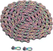 Bike Chain, Bike Colorful Variable Speed Chain 9 Speed High Sensitivity Full Electroplating Anti Rust Bike Chain for Mountain Bike