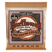 Ernie Ball Earthwood Medium Light PhosphorBronze Acoustic Guitar Strings 3-Pack 12-54