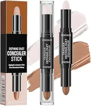 Double-Ended Contour Stick, Professional Makeup Wonder Contour Highlight Three-Dimensional Modification Shadow, V-Face Two-in-One Highlight Stick for Women's Beauty Cosmetics(#01)