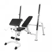 Gorilla Sports Fully Adjustable Bench With Weight/squat Rack - White