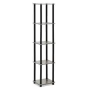 99132GYW-BK Turn-N-Tube 5-Tier Corner Square Rack Display Shelf French Oak Gr...