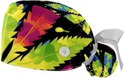 [YTYVAGT] 2-Pc,Gourd-Shaped Working Cap,Fisherman Hat with Buttons and Cotton Sweatband,Colorful Printed Leaf Pattern