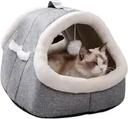 Cat Beds Indoor Cats, Semi-Closed Cat House, Winter Cat Bed, Covered Pet Bed, Warm Cave Nest, Indoor Pets House, Pet Cats House, Soft Pet Nest, Warm Cats Shelter with Pocket for Pets