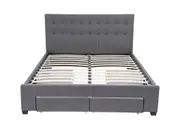 Double Maria Fabric Bed Frame Base with Storage Drawer-Light Grey