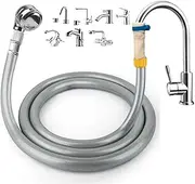Dog Bath Portable Shower Attachment Hose Sprayer: for Skinny Faucet with Diameter Less Than 1.5 in (86 white connect)
