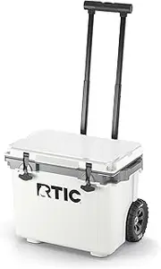 [RTIC] 22 QT Ultra-Light Wheeled Cooler with Handle, Hard Insulated Portable Ice Chest Box for Beach, Drink, Beverage, Camping, Picnic, Fishing, Boat, Barbecue, White & Grey
