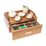 Acacia Wood Tea Bag Organizer with Drawer, Tea Organizers and Storage Box with