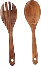 SECFOU 1 Set Salad Mixing Spoon Fork Set Salad Serving Utensils Wooden Salad Spoons Wood Serving Spoons Salad Spoons for Serving Salad Cutlery Pasta Server Utensil Salad Dressing Mixer