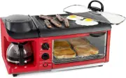 3-In-1 Breakfast Station: Coffee Maker, Non-Stick Griddle, 4-Slice Toaster Oven