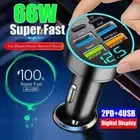 Car Parts 2PD+4USB Phone Charger Type C Fast Charging Adapter Cigarette Lighter