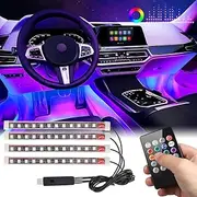 Car LED Lights Interior,48 Led Car Interior Lights,Multi Color Interior Car Lights,Car Strip Light Under Dash Lighting Kit with Sound Active Function and USB Port,Car Atmosphere Lights for Car,Truck