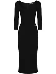 [Dolce & Gabbana] logo-plaque midi dress 42 Black