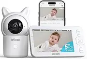 ieGeek Baby Monitor with Camera and Audio,5" Screen,HD Night Vision,2-Way Talk,Cry&Motion Detection,Temperature&Humidity Sensor,WiFi Baby Camera Monitor Supports Smartphone App(Upgrade)