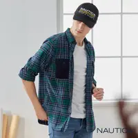 在飛比找momo購物網優惠-【NAUTICA】男裝 撞色拼接格紋長袖襯衫(綠色)