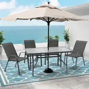 ALFORDSON 5PCS Outdoor Patio Dining Set Table and Chairs Garden Furniture Grey